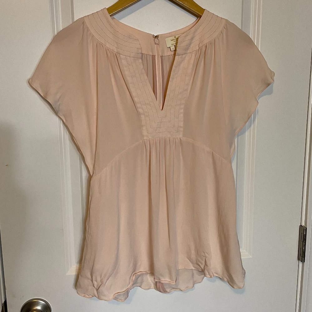 kate spade Blush Silk Cap Sleeve Blouse Top